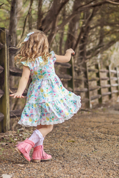 Spring Dino Twirl Dress Set-(Ready to Ship)