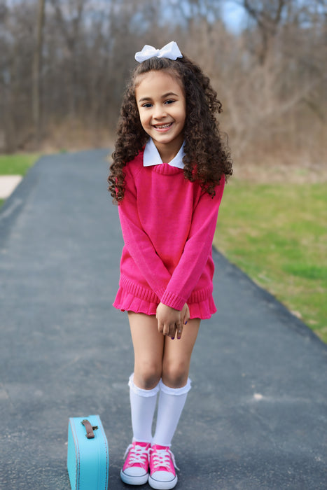 Pink Knit Sweater- Multi-Colored Speckled