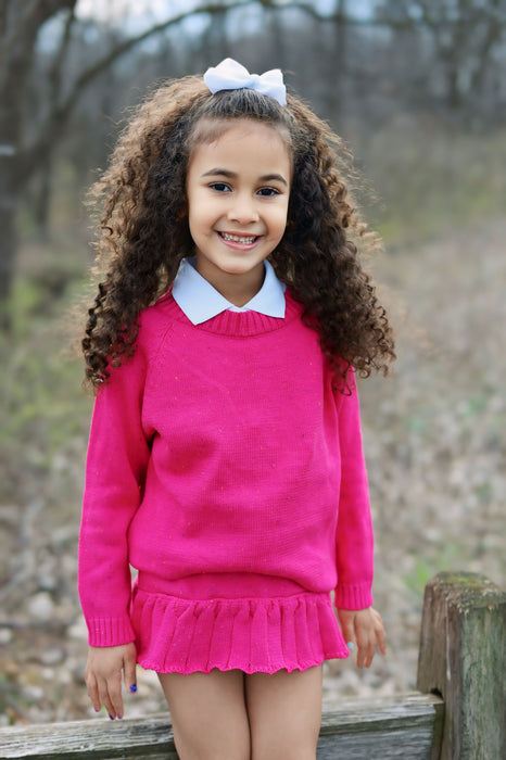 Pink Knit Sweater- Multi-Colored Speckled