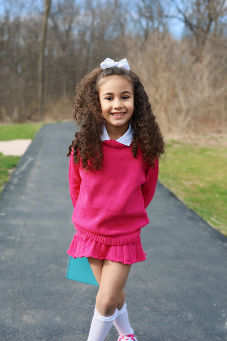 Pink Knit Sweater- Multi-Colored Speckled