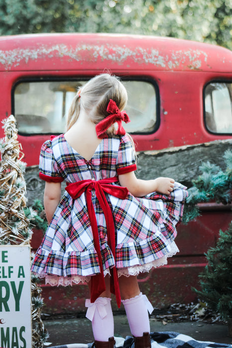 All I Want for Christmas Plaid Dress with Lacey Bloomer Shorts