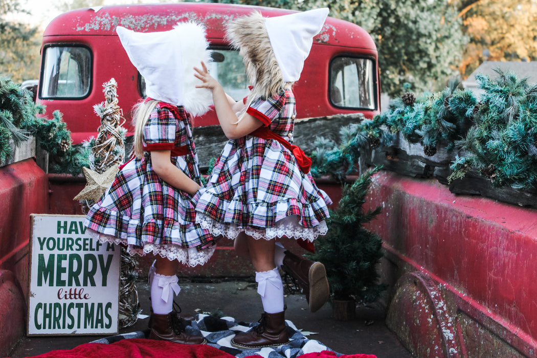 All I Want for Christmas Plaid Dress with Lacey Bloomer Shorts