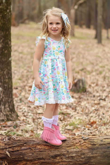 Spring Dino Twirl Dress Set-(Ready to Ship)