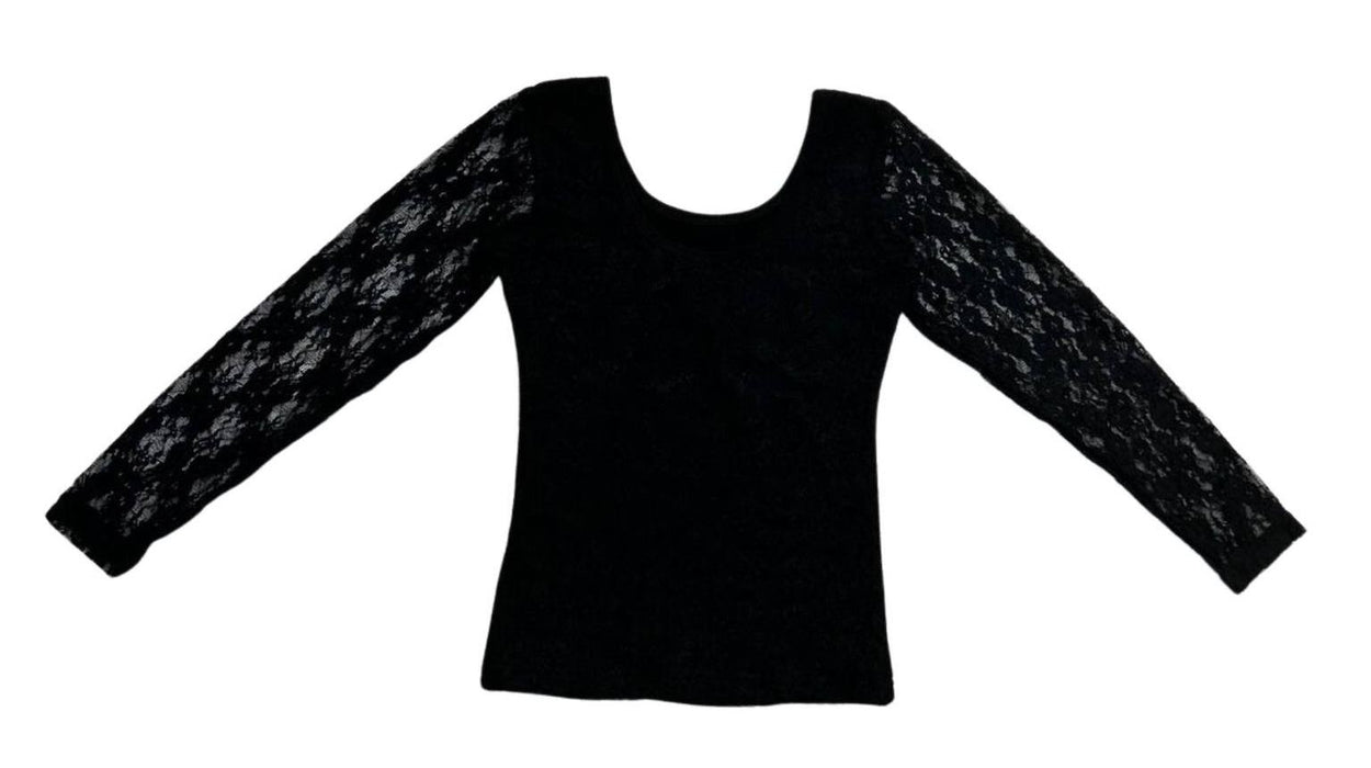 Black Cotton/Lace Layering Top