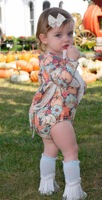 Boho Pumpkins Skirted Romper-Long Sleeves