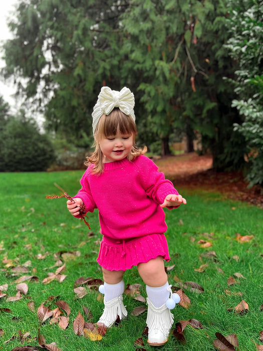 Pink Knit Sweater- Multi-Colored Speckled