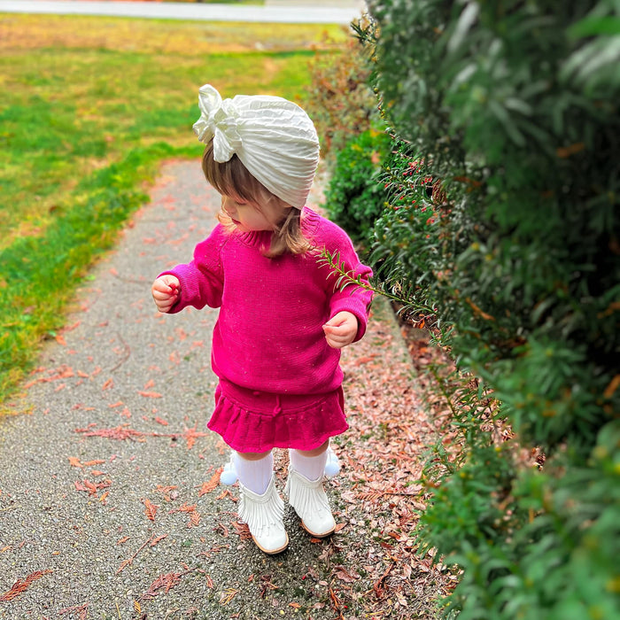 Pink Knit Sweater- Multi-Colored Speckled