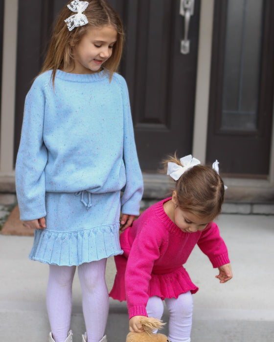 Blue Knit Sweater-Multicolored speckled