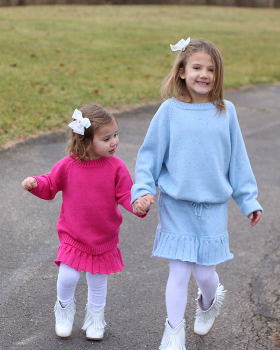 Blue Knit Sweater-Multicolored speckled