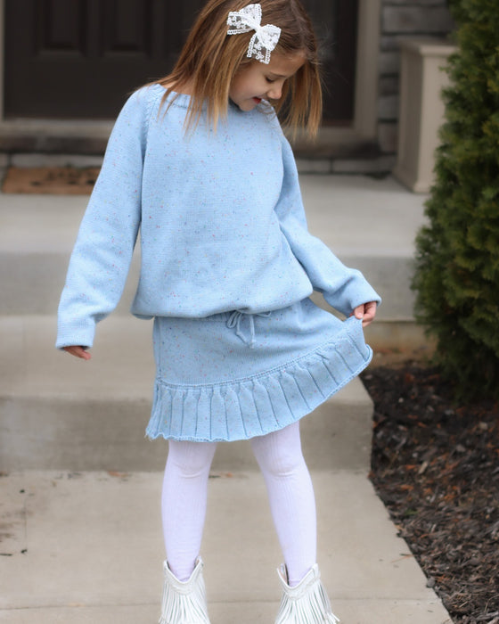 Blue Knit Sweater-Multicolored speckled