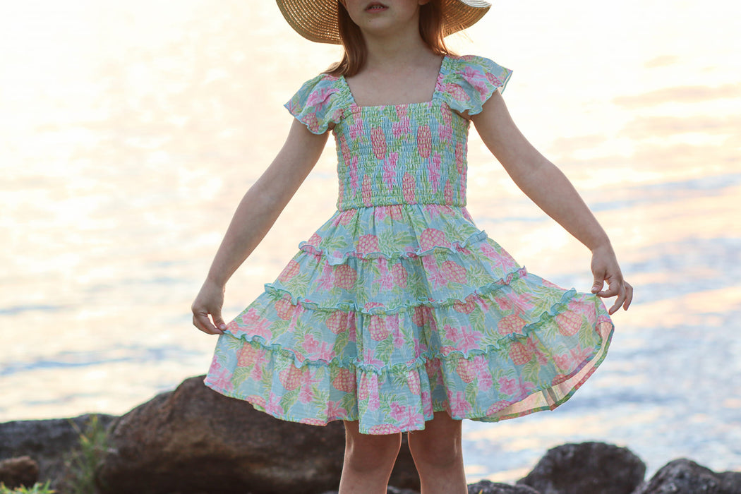 Pineapple Paradise Smocked Summer Dress