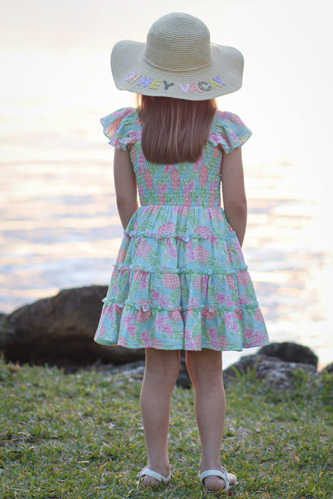 Pineapple Paradise Smocked Summer Dress