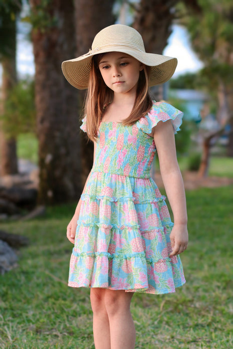 Pineapple Paradise Smocked Summer Dress