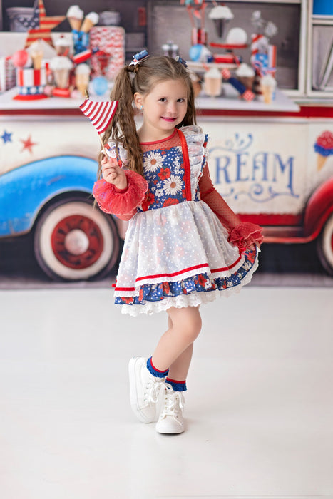 Red, White, and Blooms Tunic Set