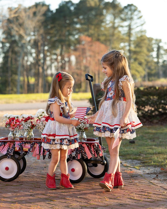 Red, White, and Blooms Tunic Set