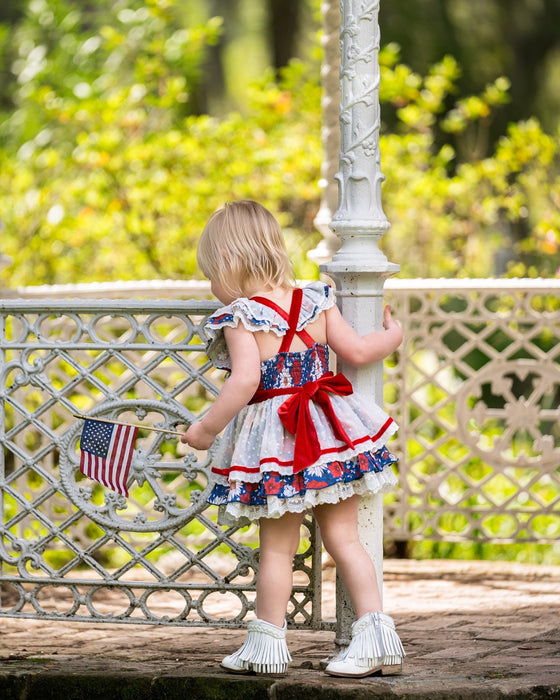 Red, White and Blooms Romper