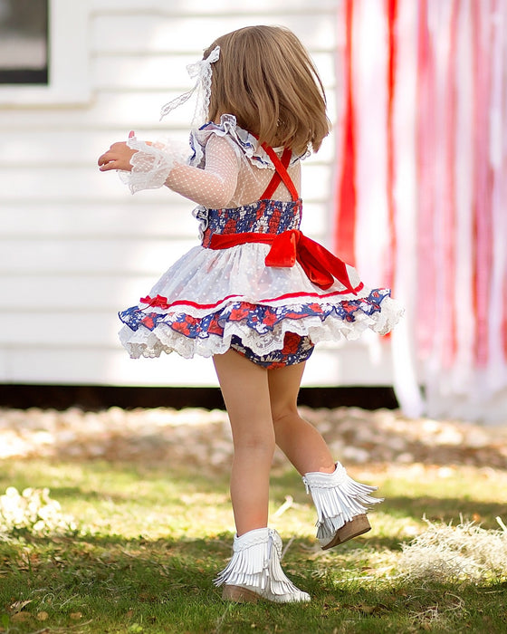 Red, White and Blooms Romper