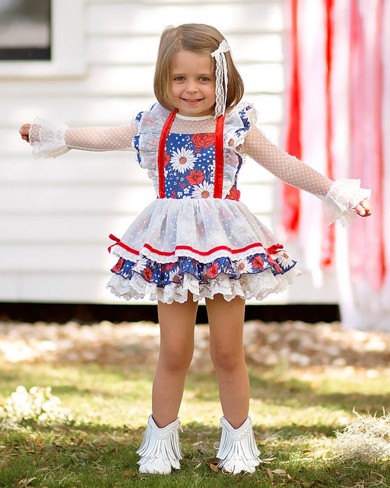 Red, White and Blooms Romper