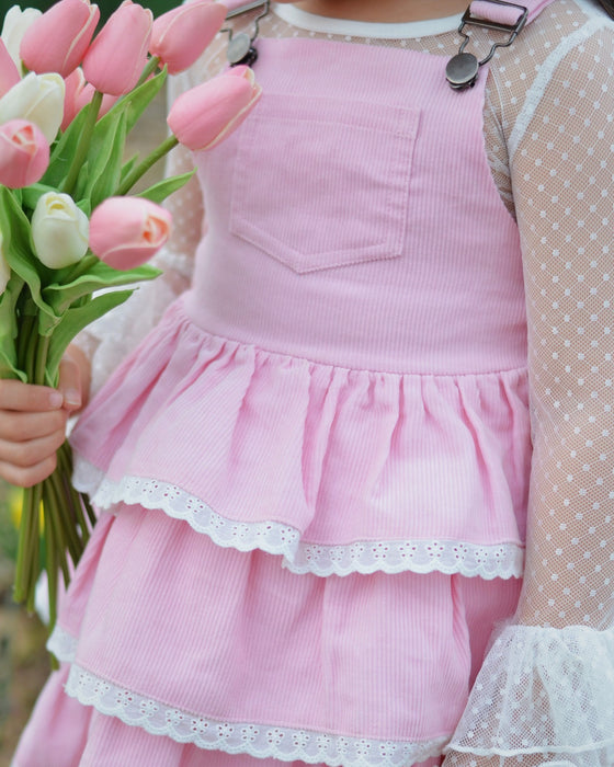 Blissfully Pink Overalls Dress