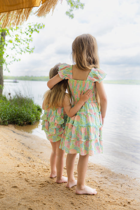 Pineapple Paradise Smocked Summer Dress