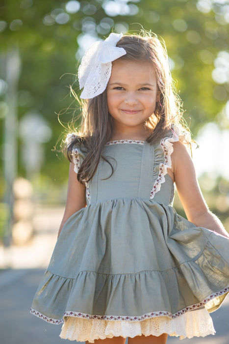 Simply Sage Pinafore-Ready to Ship