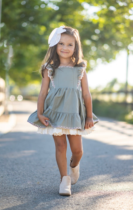 Simply Sage Pinafore-Ready to Ship