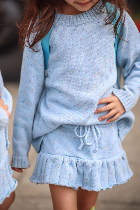 Blue Knit Sweater-Multicolored speckled