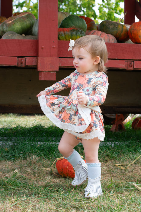 Boho Pumpkins Skirted Romper-Long Sleeves