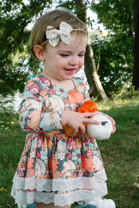 Boho Pumpkins Skirted Romper-Long Sleeves