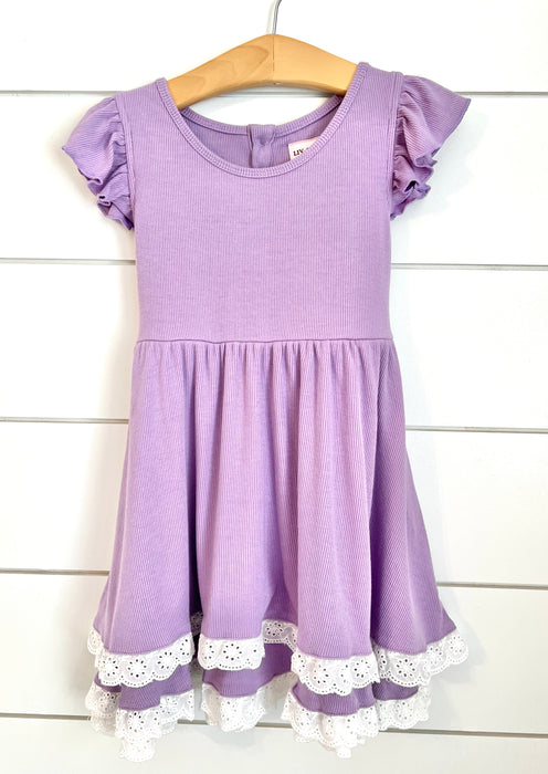 Lavender Bamboo Ribbed Playset-2 Piece Flutter Sleeve-Ready to Ship!