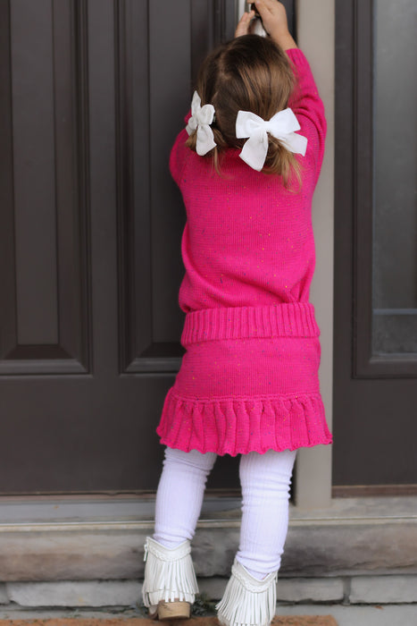 Pink Knit Sweater- Multi-Colored Speckled