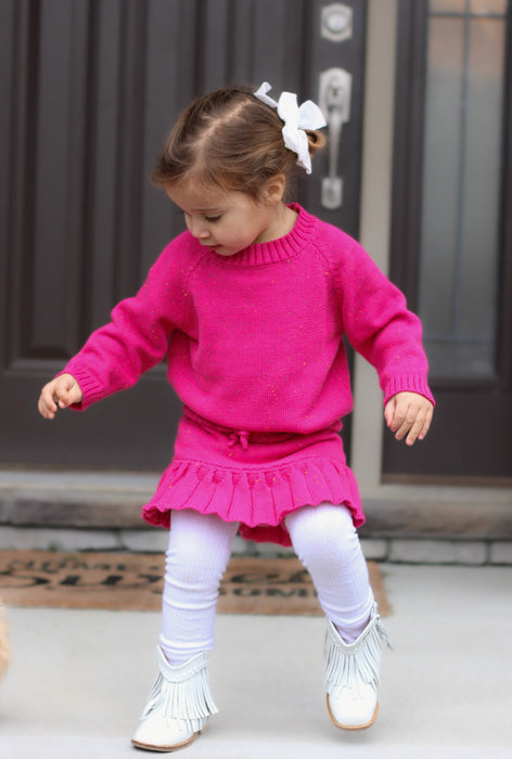 Pink Knit Sweater- Multi-Colored Speckled