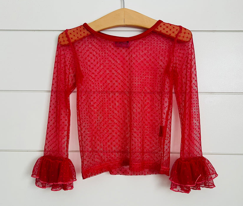 Red Swiss Dot Ruffles Layering Top