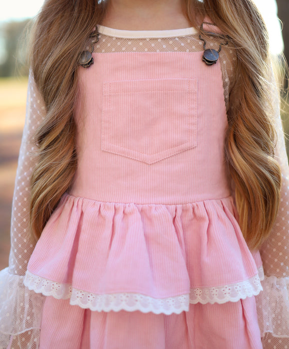 Blissfully Pink Overalls Dress