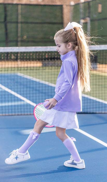 Vivid Violet Quater Zip Up Jacket and Ric Rac Gingham Skort Set ***Pre-Order 6-8 Weeks***