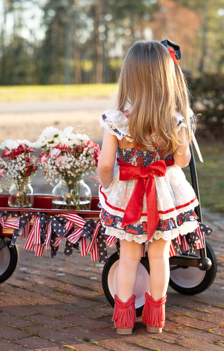 Red, White and Blooms Romper