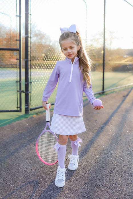 Vivid Violet Quater Zip Up Jacket and Ric Rac Gingham Skort Set ***Pre-Order 6-8 Weeks***