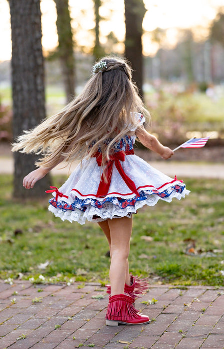 Red, White, and Blooms Tunic Set