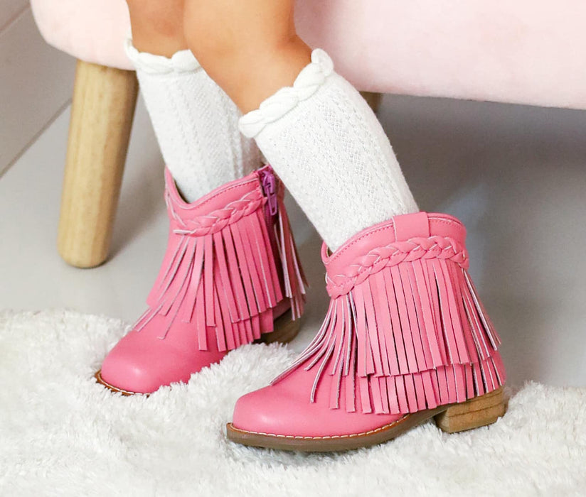 Bubble Gum Fringe Boots- (PRE-ORDER ETA 8 Weeks)