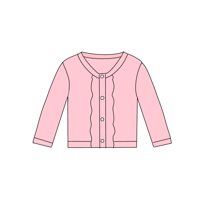 Blush Pink Ruffled Cardigan-Limited Pre-Order Ships Mid-End of March(example IRL in plum in photos)