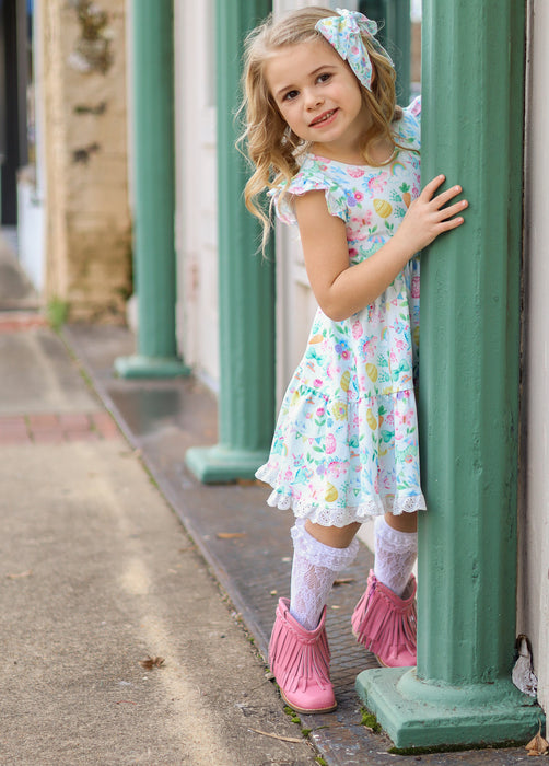 Spring Dino Twirl Dress Set-(Ready to Ship)