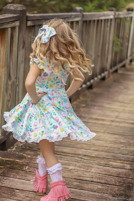 Spring Dino Twirl Dress Set-(Ready to Ship)