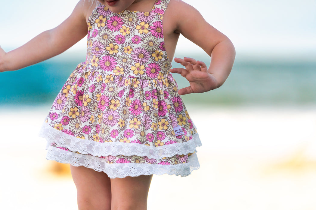 Sunflower Petals Skirted Romper