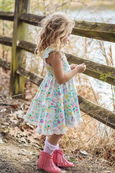 Spring Dino Twirl Dress Set-(Ready to Ship)