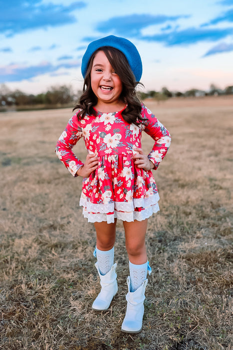 Crimson Skirted Romper