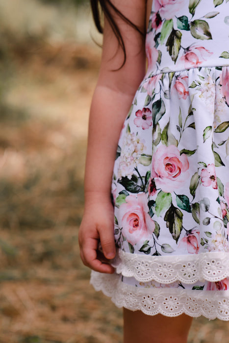 White Floral Dress and Blooms