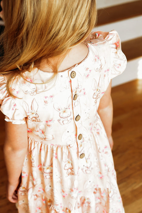 Blushing Bunny-Short Sleeved Flutter Twirl Dress